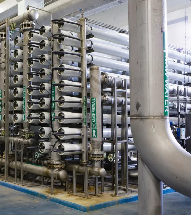 Industrial plant with stainless-steel process piping