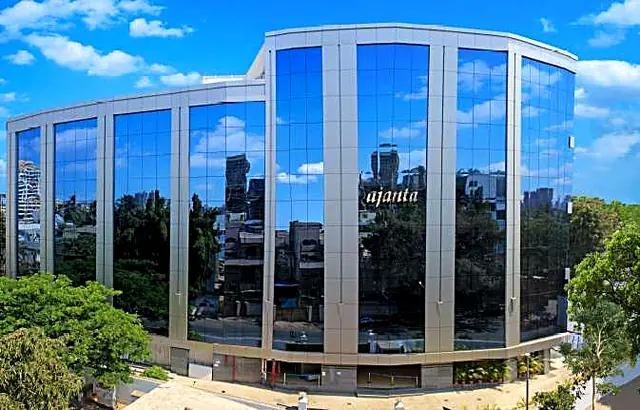 Glass-fronted Ajanta Pharma office building