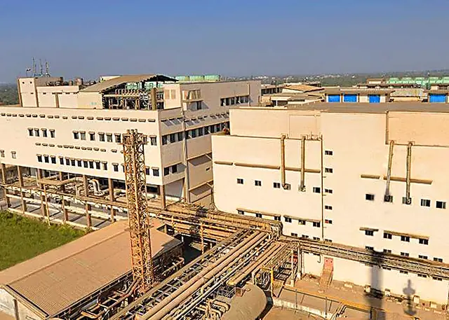 Aerial view of a polyester plant