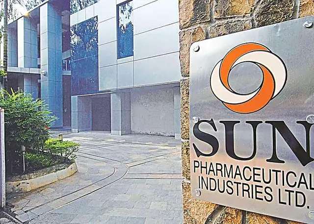 Sun Pharmaceutical Industries sign outside an office building