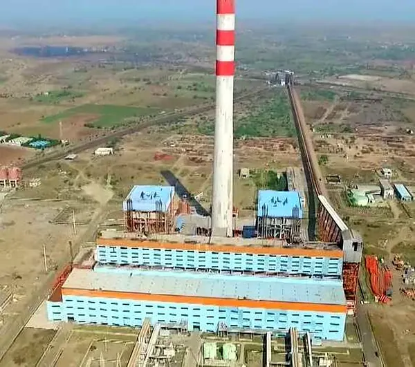 Aerial view of a coal-fired thermal power station